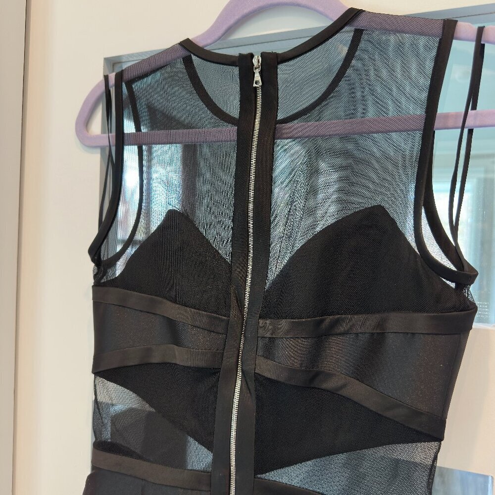 Theia Black Formal Satin Cocktail Dress Size 2 - Picture 4 of 6